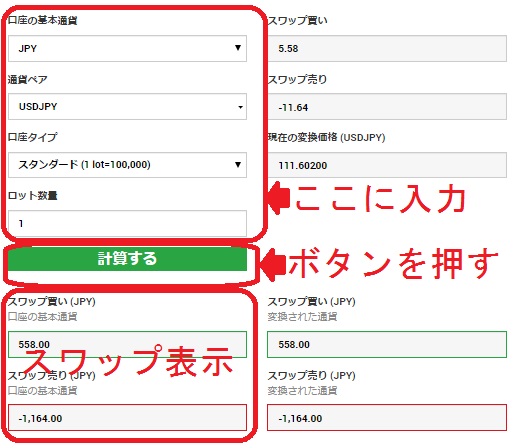 XMのスワップ計算ツール